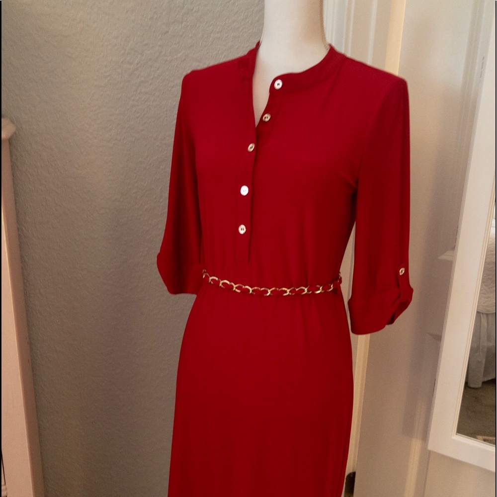 Stunning red dress by Nina Leonard